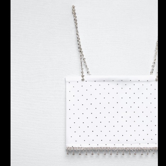 NWT ZARA SEAMLESS RHINESTONE CROP TOP - Picture 5 of 8